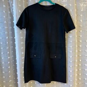Zara Black Mini Dress with Short Sleeves